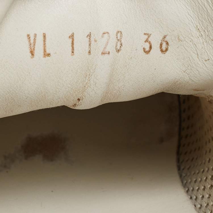 Pre Owned Louis Vuitton White/Monogram Canvas and Leather Run Away  Sneakers Size 36