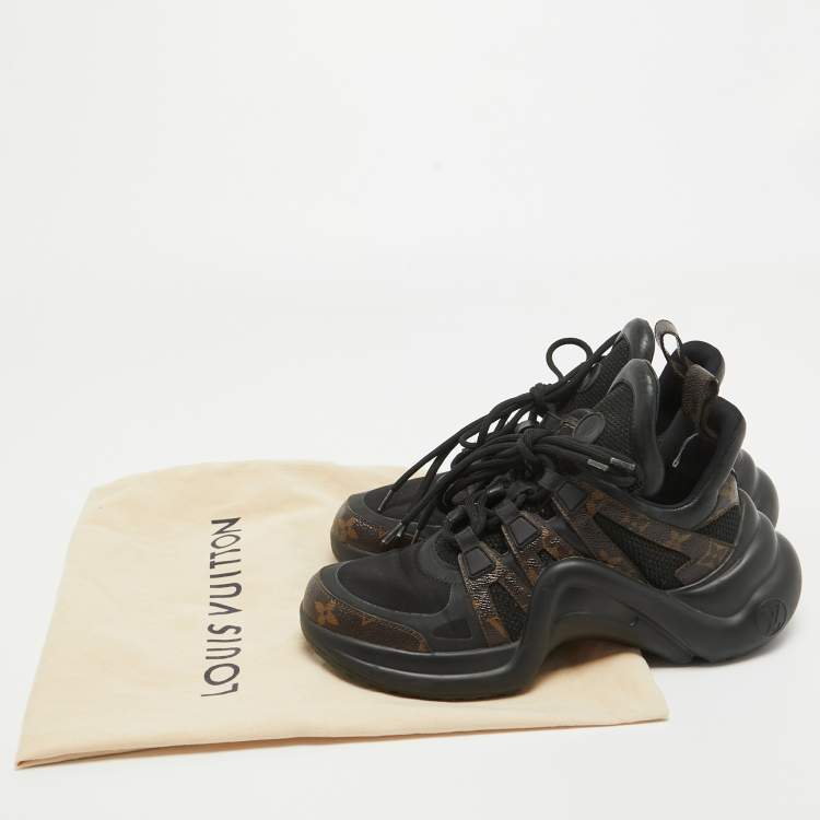 Pre Owned Louis Vuitton Black/Brown Monogram Canvas And Fabric Archlight High Top Sneakers Size 37.5