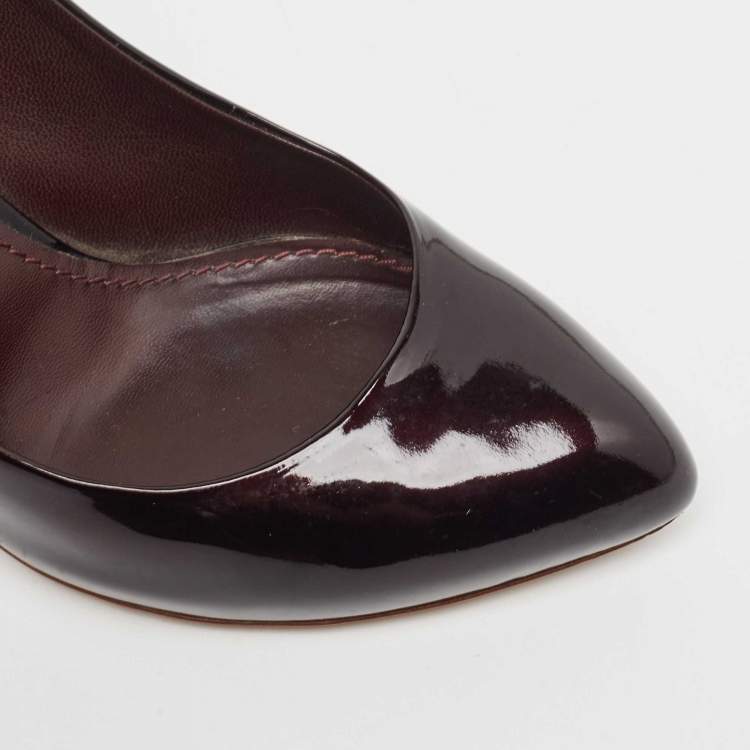 Pre Owned Louis Vuitton Dark Burgundy Patent Leather Lock It Pumps Size 37