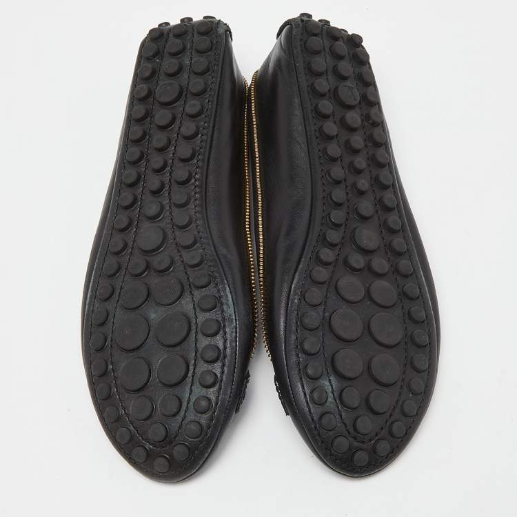 Pre Owned Louis Vuitton Black Leather Ballet Flats Size 39