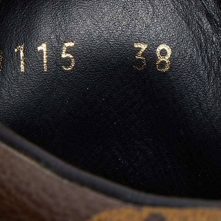 Pre Owned Louis Vuitton Black/Brown Suede, Patent Leather and Monogram Canvas Move Up Sneakers Size 38