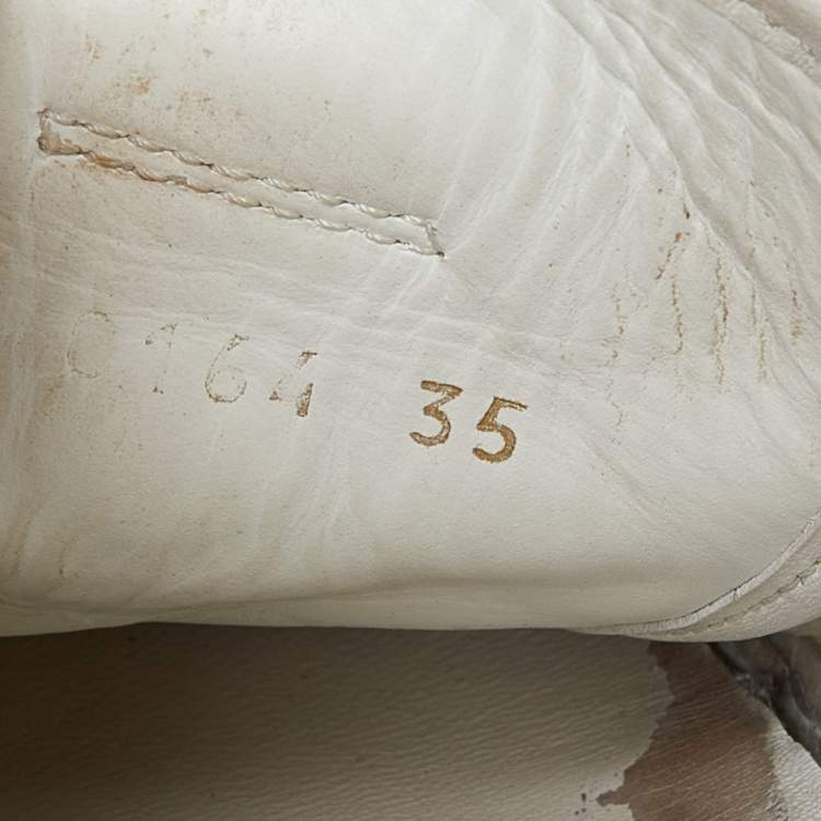 Pre Owned Louis Vuitton White Monogram Leather and Suede Low Top Sneakers Size 35