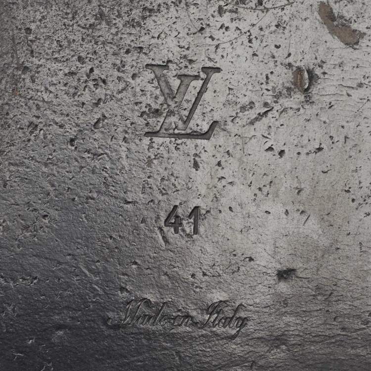 Pre Owned Louis Vuitton Brown Monogram Canvas Lock It  Flat Slides Size 41