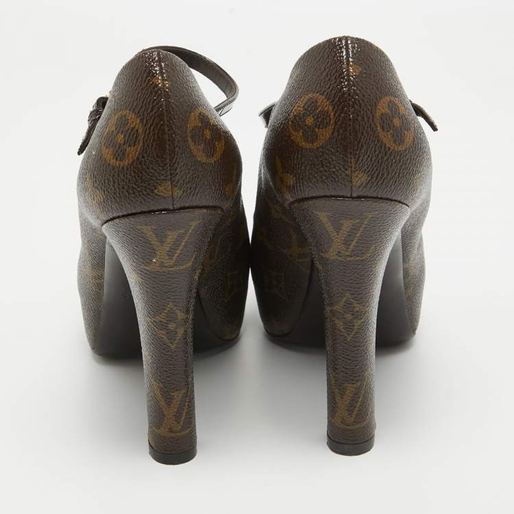 Pre Owned Louis Vuitton Monogram Canvas Fetish Vanity Platform Pumps 37.5
