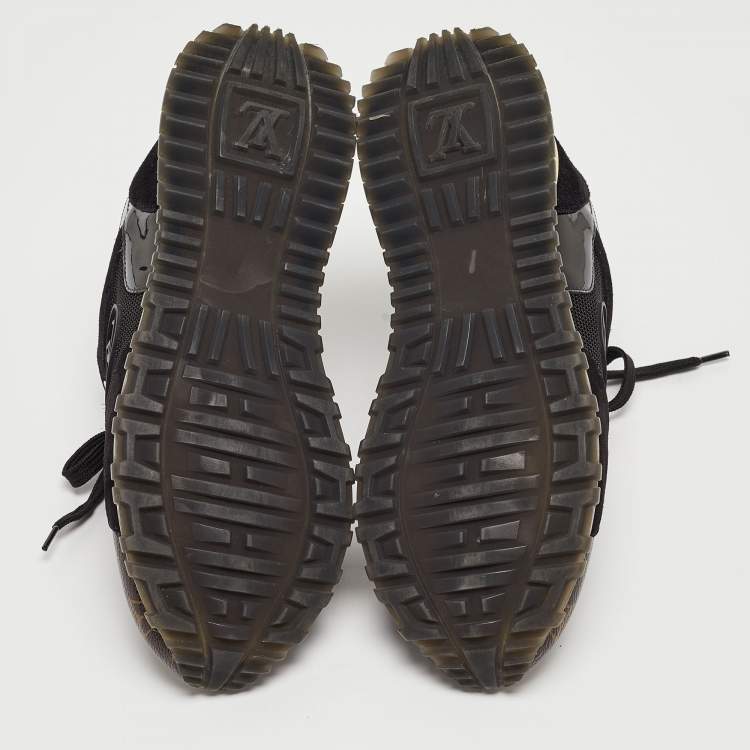 Pre Owned Louis Vuitton Black/Brown Mesh and Monogram Canvas Run Away Sneakers Size 36