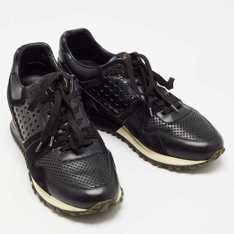 Pre Owned Louis Vuitton Black Leather and Mesh Run Away Sneakers Size 39