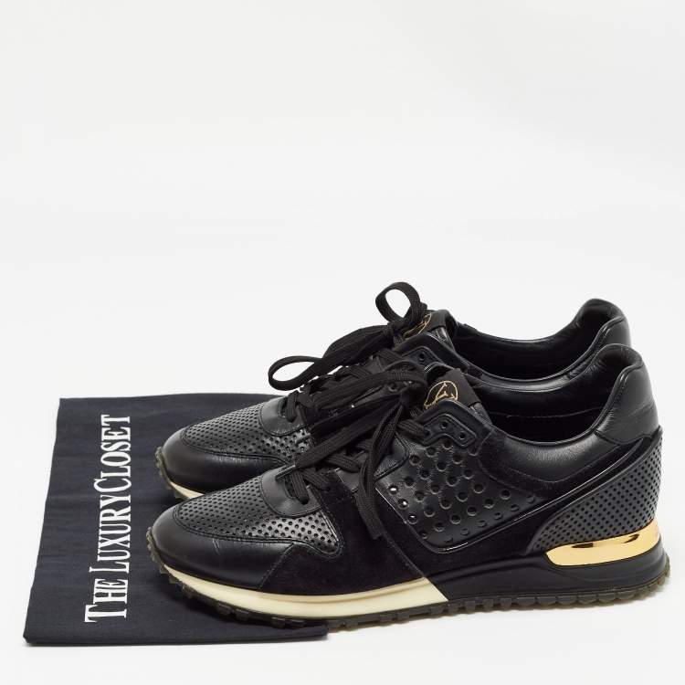 Pre Owned Louis Vuitton Black Leather and Mesh Run Away Sneakers Size 39