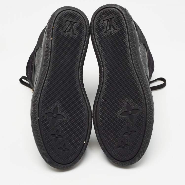 Pre Owned Louis Vuitton Black Nubuck and Suede Millenium Wedge Sneakers Size 37