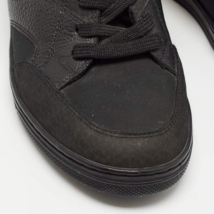 Pre Owned Louis Vuitton Black Nubuck and Suede Millenium Wedge Sneakers Size 37