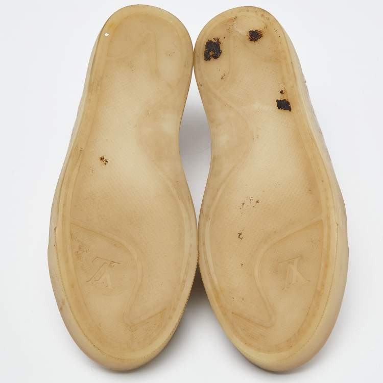 Pre Owned Louis Vuitton Gold Monogram Leather Sneakers Size 39