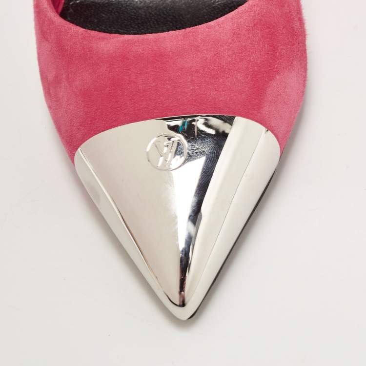 Pre Owned Louis Vuitton Pink Suede Pointed Toe  Pumps Size 36.5