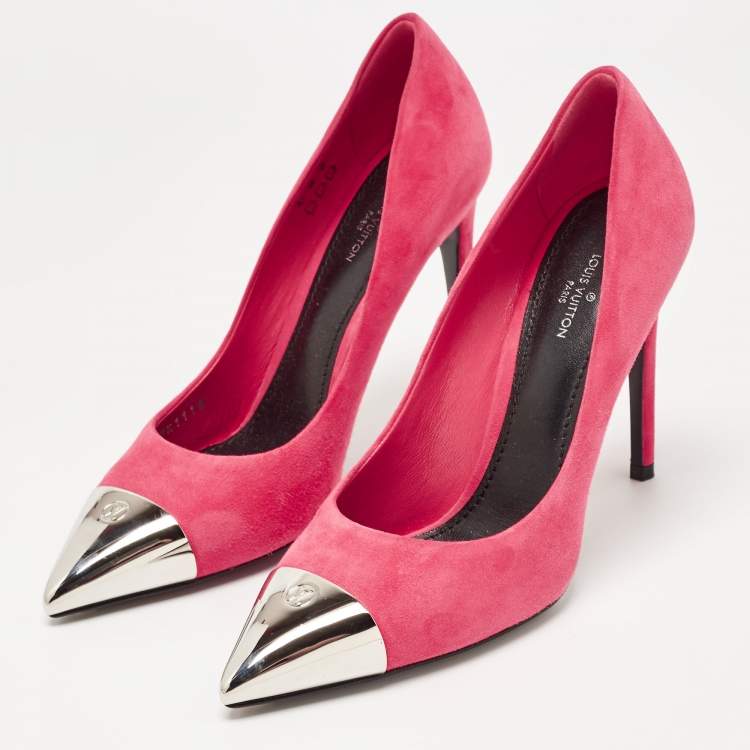 Pre Owned Louis Vuitton Pink Suede Pointed Toe  Pumps Size 36.5