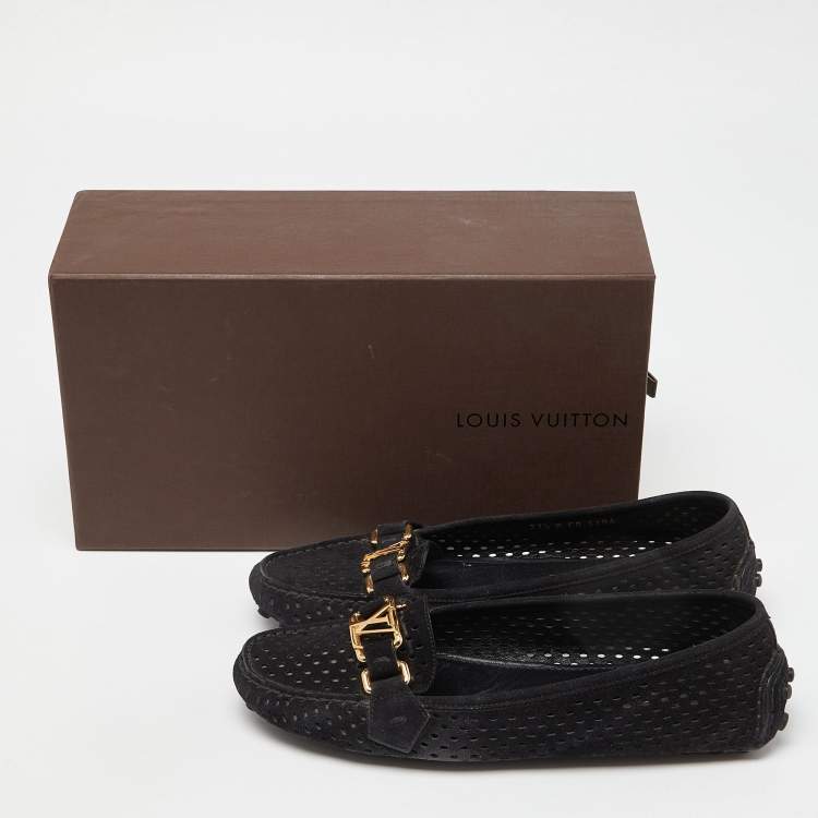 Pre Owned Louis Vuitton Black Leather Oxford Loafers Size 37.5