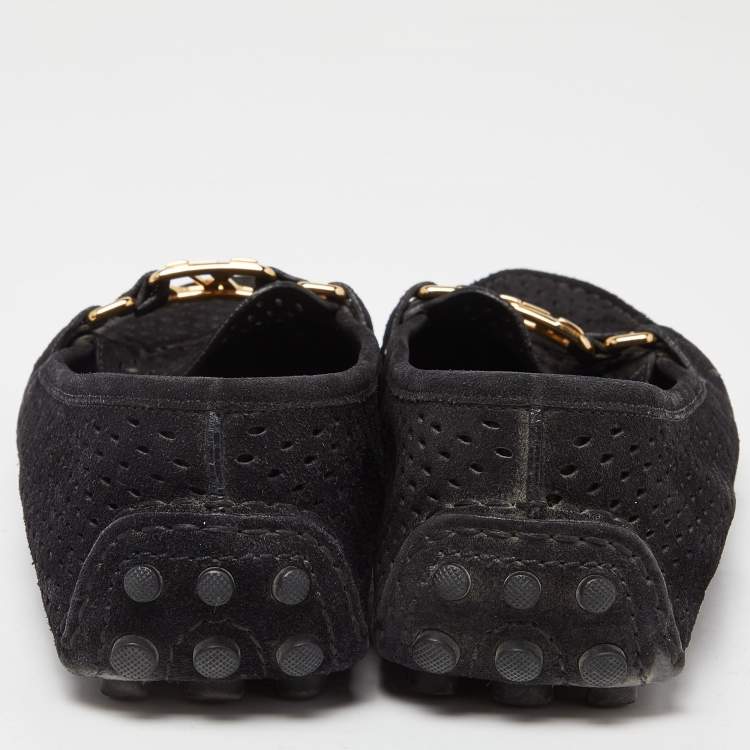 Pre Owned Louis Vuitton Black Leather Oxford Loafers Size 37.5