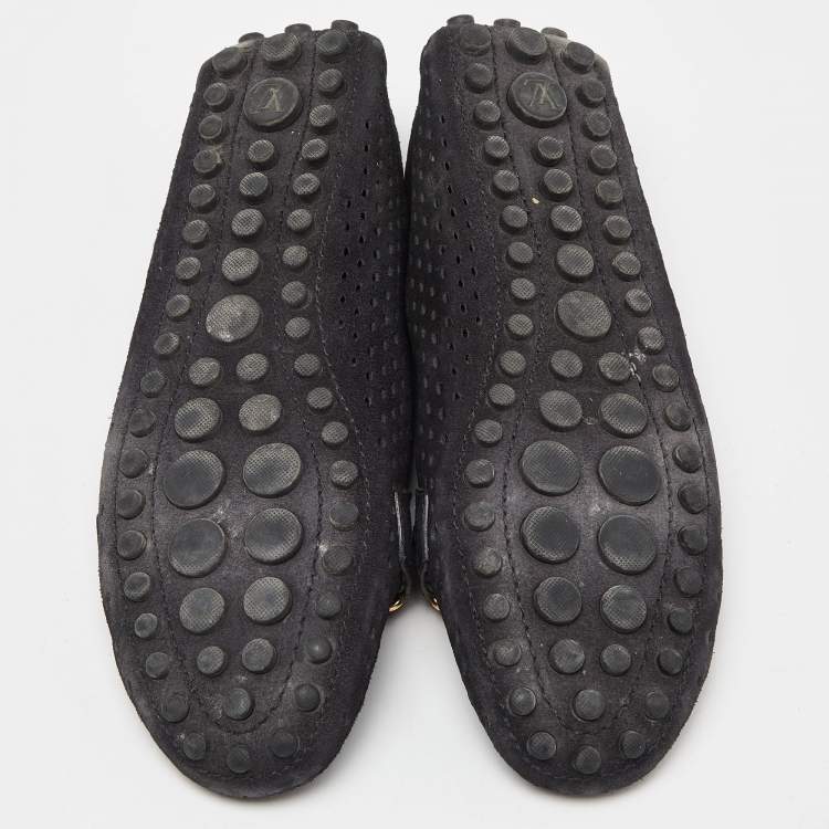 Pre Owned Louis Vuitton Black Leather Oxford Loafers Size 37.5