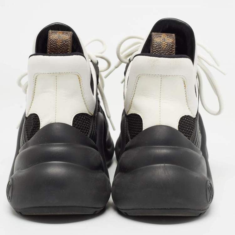Pre Owned Louis Vuitton Black/White Leather and Mesh Archlight Sneakers Size 37.5