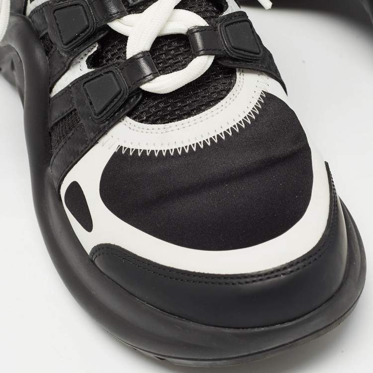 Pre Owned Louis Vuitton Black/White Leather and Mesh Archlight Sneakers Size 37.5
