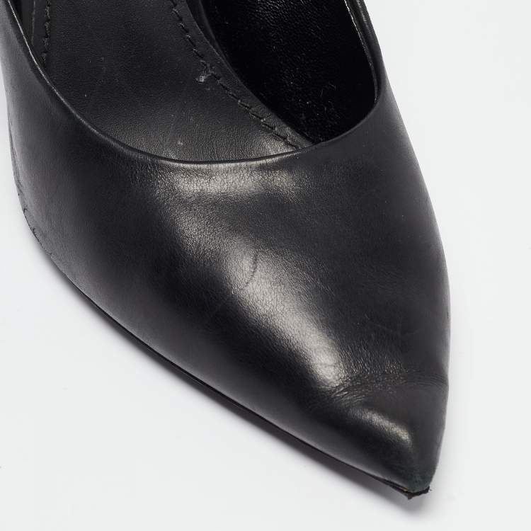 Pre Owned Louis Vuitton Black Leather and Monogram Canvas Rodeo Queen Pumps Size 40