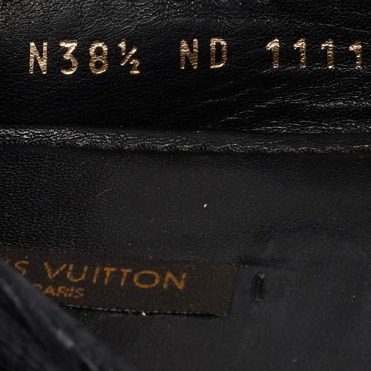 Pre Owned Louis Vuitton Black Leather Oxford Loafers Size 38.5