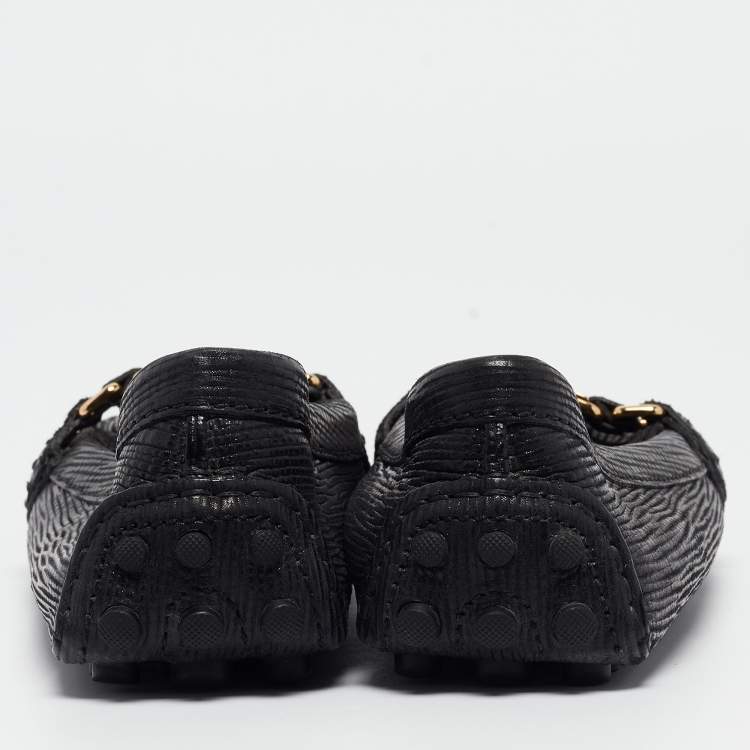 Pre Owned Louis Vuitton Black Leather Oxford Loafers Size 38.5