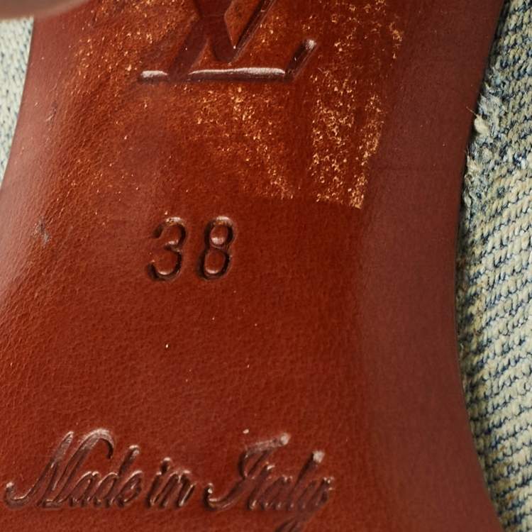Pre Owned Louis Vuitton Grey Denim Mules Size 38