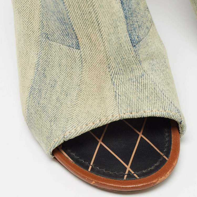Pre Owned Louis Vuitton Grey Denim Mules Size 38