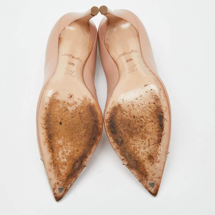 Pre Owned Louis Vuitton Beige Leather Pointed Toe Pumps Size 36