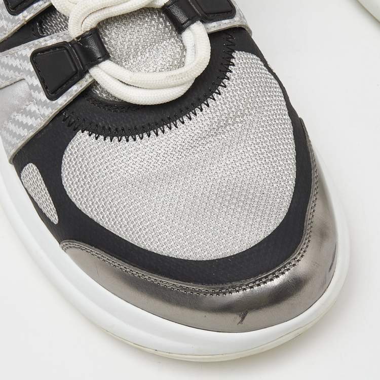 Pre Owned Louis Vuitton Silver Leather and Mesh Archlight  Sneakers Size 38.5