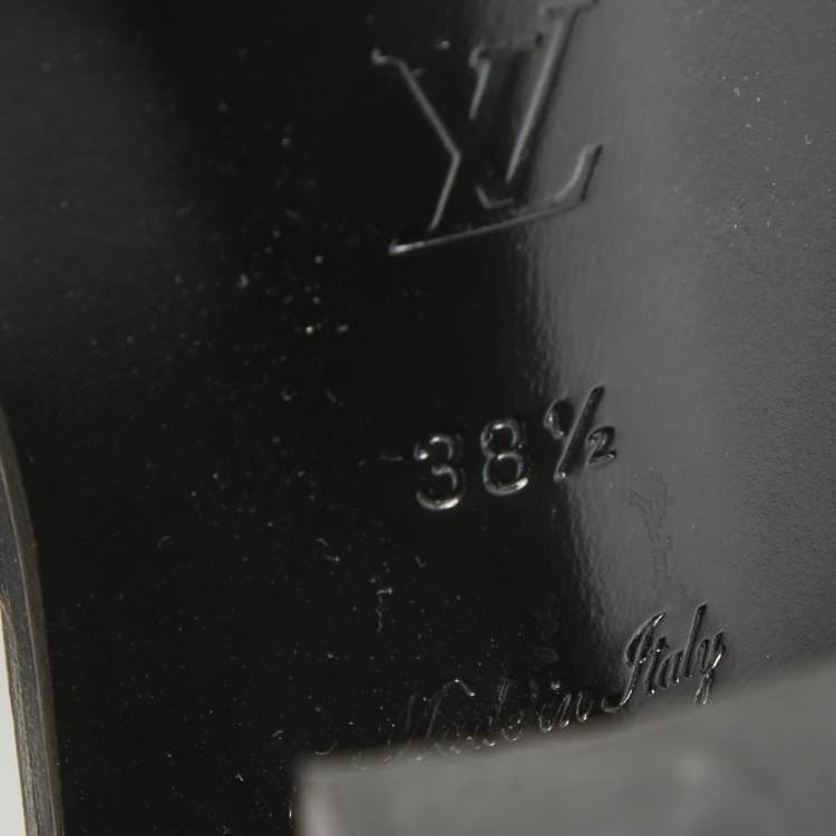 Pre Owned Louis Vuitton Black/Brown Monogram Canvas and Leather Nomad Ankle Strap Sandals Size 38.5