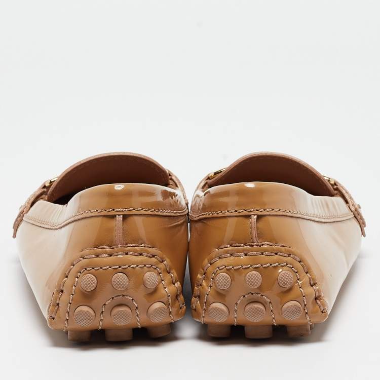 Pre Owned Louis Vuitton Brown Patent Oxford Loafers Size 37