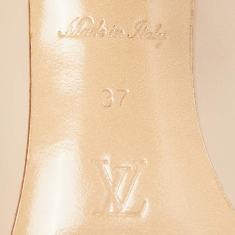 Pre Owned Louis Vuitton Beige/Brown Leather and Monogram Canvas Studded Pumps Size 37