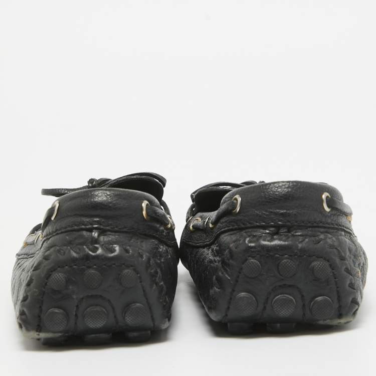 Pre Owned Louis Vuitton Black Monogram Empreinte Leather Gloria Loafers Size 40