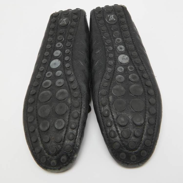Pre Owned Louis Vuitton Black Monogram Empreinte Leather Gloria Loafers Size 40