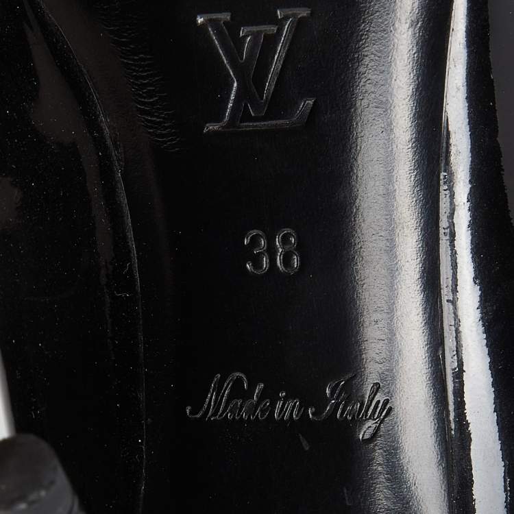 Pre Owned Louis Vuitton Black Patent Leather Lock It Round Toe Pumps Size 38