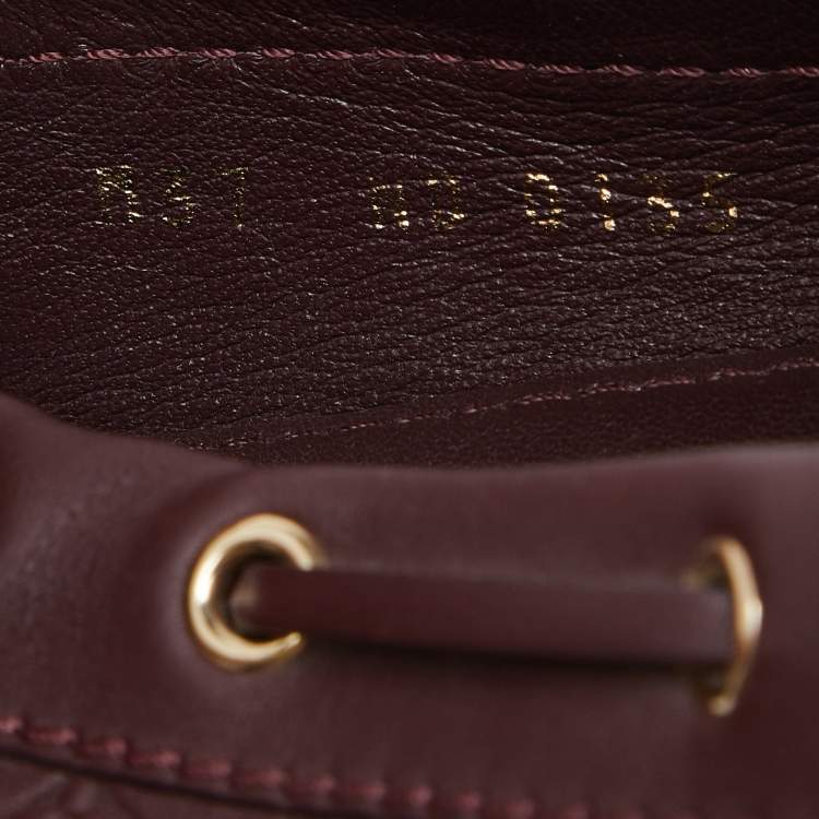 Pre Owned Louis Vuitton Burgundy Leather Gloria Bow Slip On Loafers Size 37