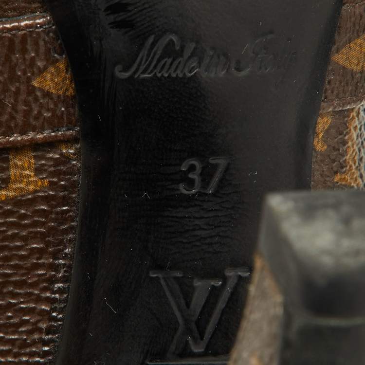 مملوكة مسبقًا Louis Vuitton Brown Monogram Canvas Buckle Detail Pumps Size 37