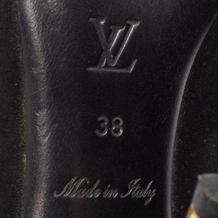 Pre Owned Louis Vuitton Black Suede Open Toe Pumps Size 38