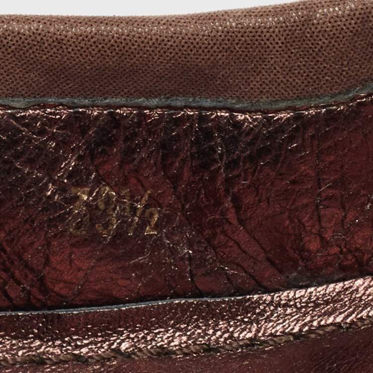 Pre Owned Louis Vuitton Brown Glitter Nubuck and Monogram Canvas Lucky Ballet Flats Size 38.5