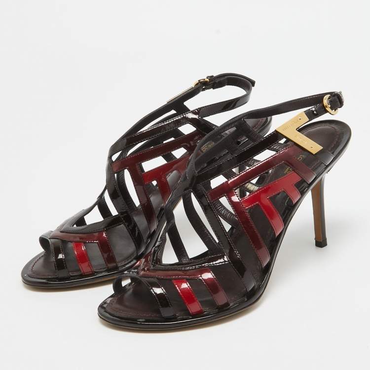 Pre Owned Louis Vuitton Multicolor Patent Strappy Sandals Size 37