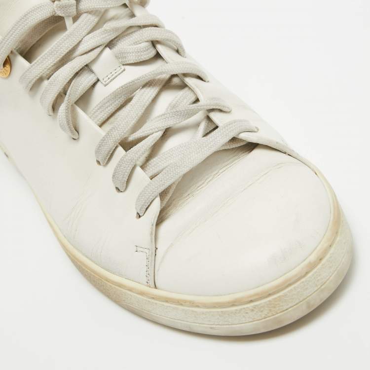 Pre Owned Louis Vuitton White Leather Frontrow Sneakers Size 37.5