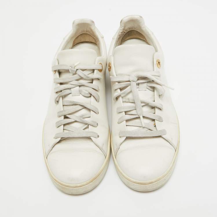 Pre Owned Louis Vuitton White Leather Frontrow Sneakers Size 37.5