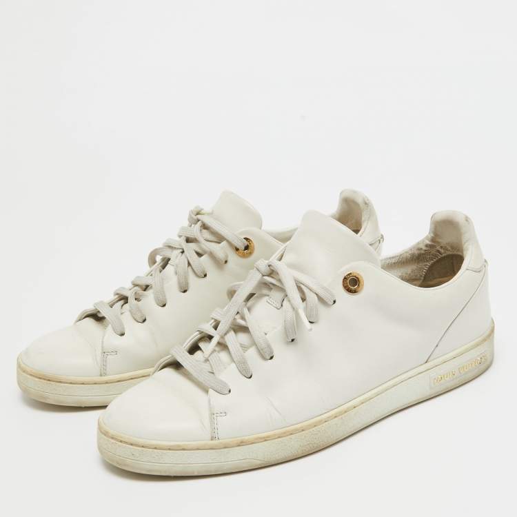 Pre Owned Louis Vuitton White Leather Frontrow Sneakers Size 37.5