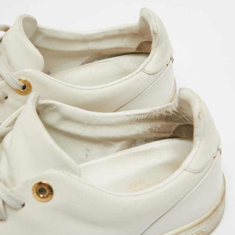 Pre Owned Louis Vuitton White Leather Frontrow Sneakers Size 37.5