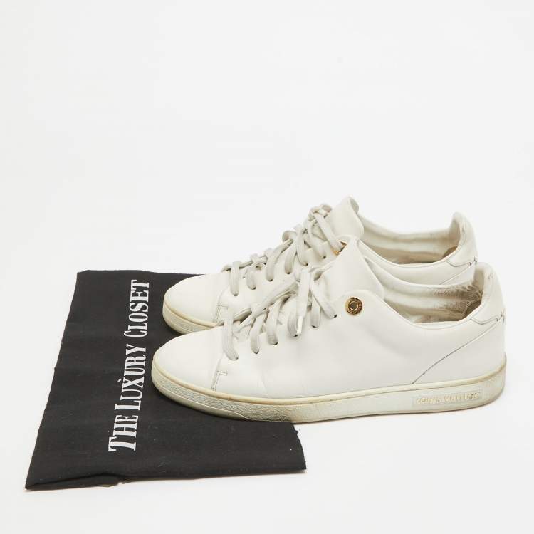 Pre Owned Louis Vuitton White Leather Frontrow Sneakers Size 37.5