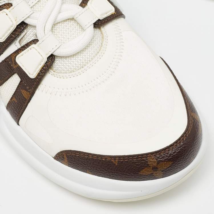 Pre Owned Louis Vuitton White Mesh and Monogram Canvas Archlight Sneakers Size 39