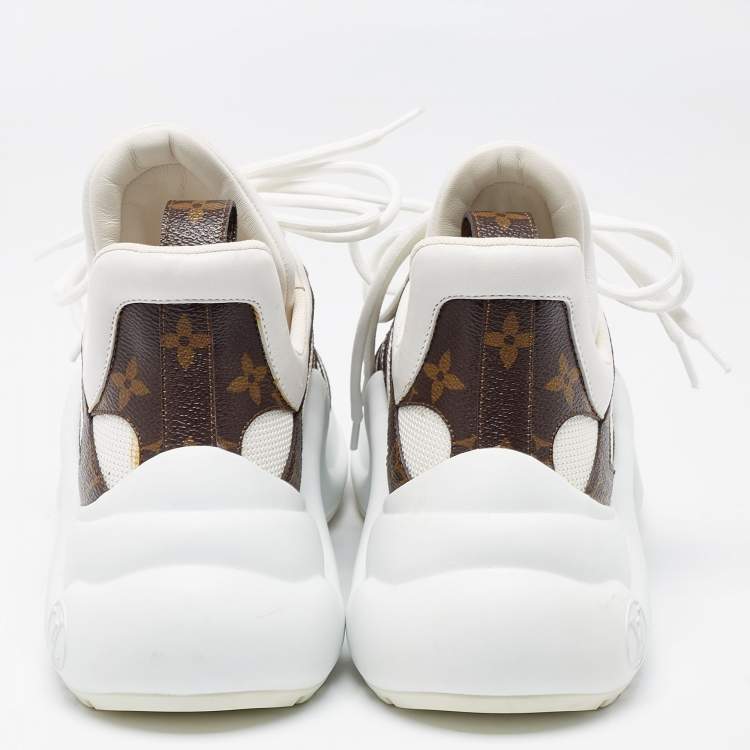 Pre Owned Louis Vuitton White Mesh and Monogram Canvas Archlight Sneakers Size 39