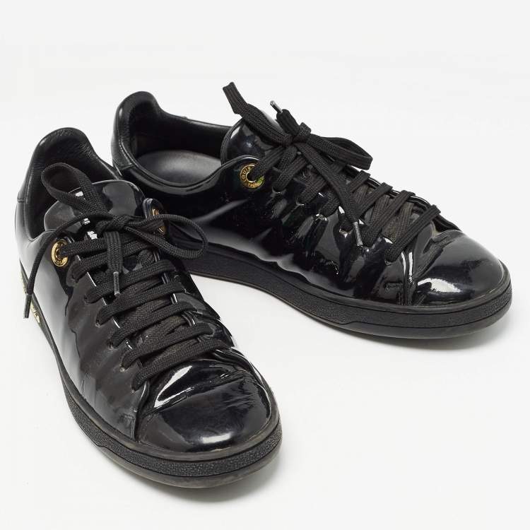 Pre Owned Louis Vuitton Black Patent Frontrow  Sneakers Size 35