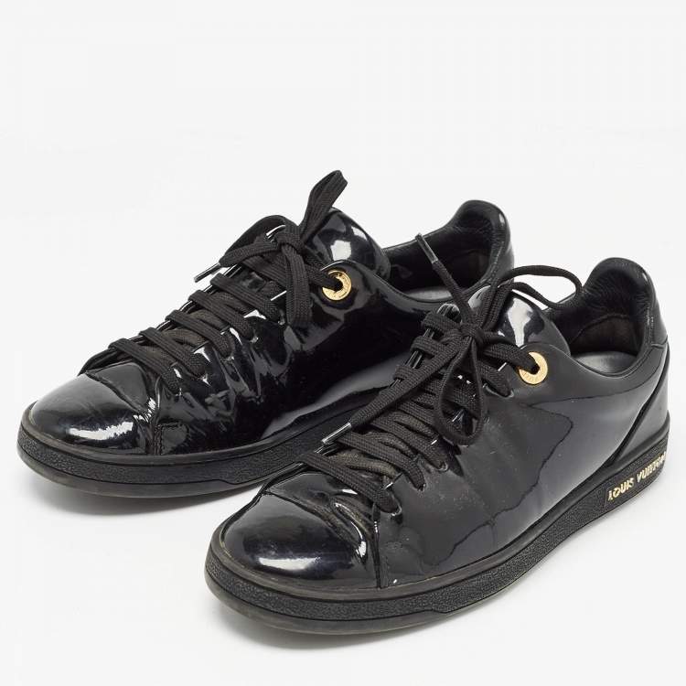 Pre Owned Louis Vuitton Black Patent Frontrow  Sneakers Size 35