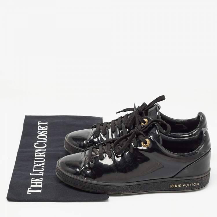 Pre Owned Louis Vuitton Black Patent Frontrow  Sneakers Size 35