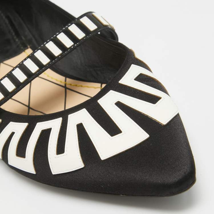 Pre Owned Louis Vuitton Black Satin Buckle Ballet Flats Size 37